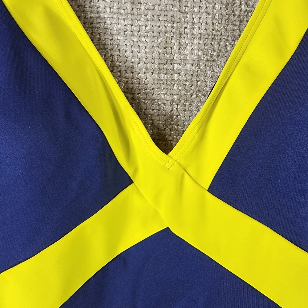 Boden Kefalonia Halterneck Swimsuit Navy Yellow Womens 12R Colourblock One Piece - Picture 3 of 12